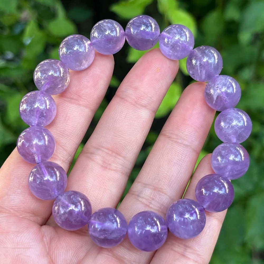 12.5mm stretchable purple‎ amethyst bracelet